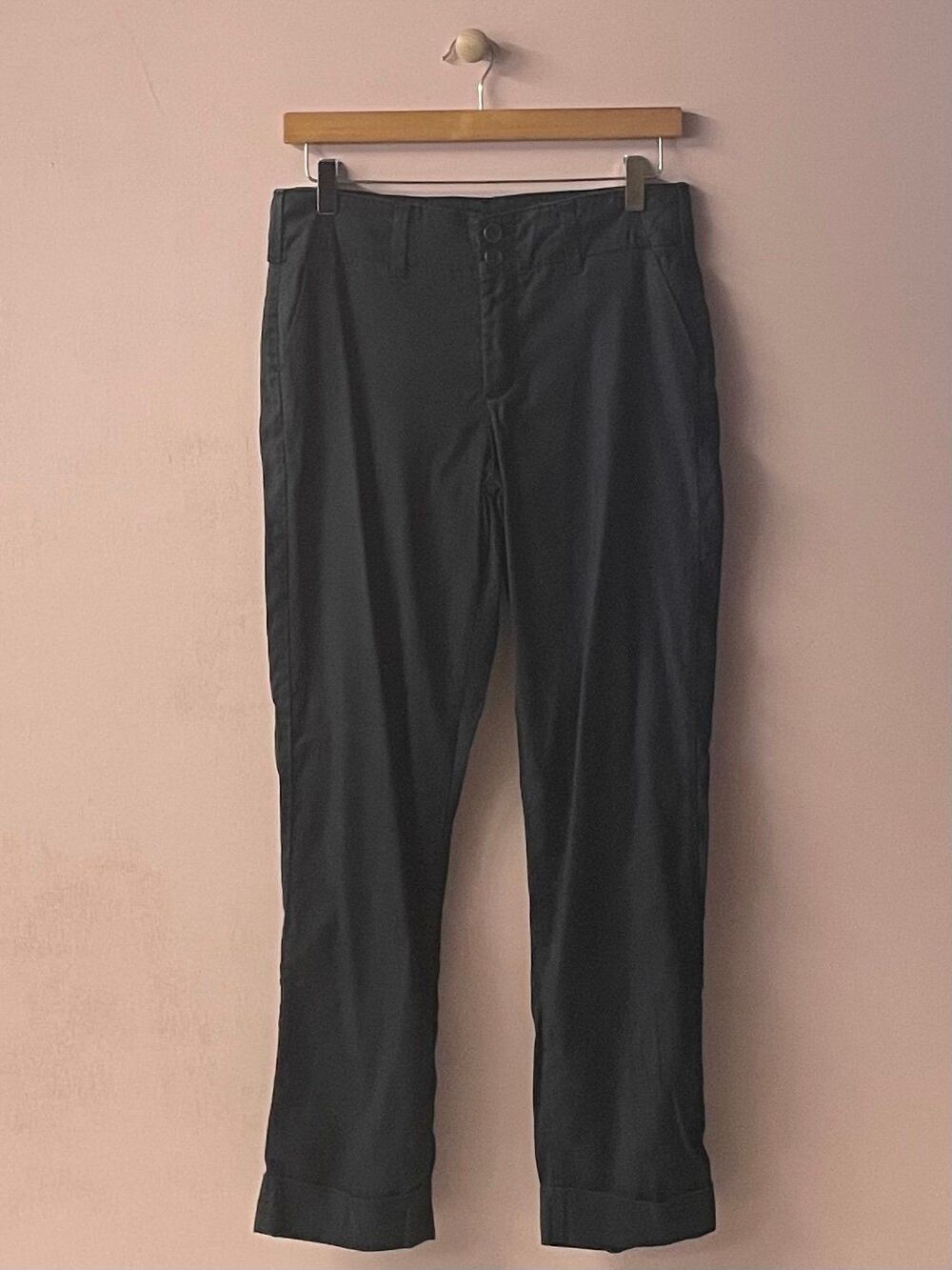 NYDJ Linen Blend Black Low-Mid Rise Cuffed Hem Pants Size 4
